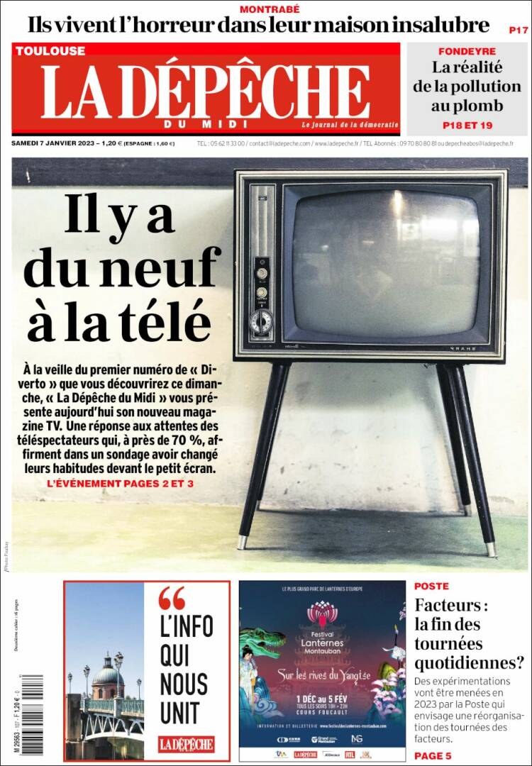 Portada de La Dépêche du Midi (Francia)