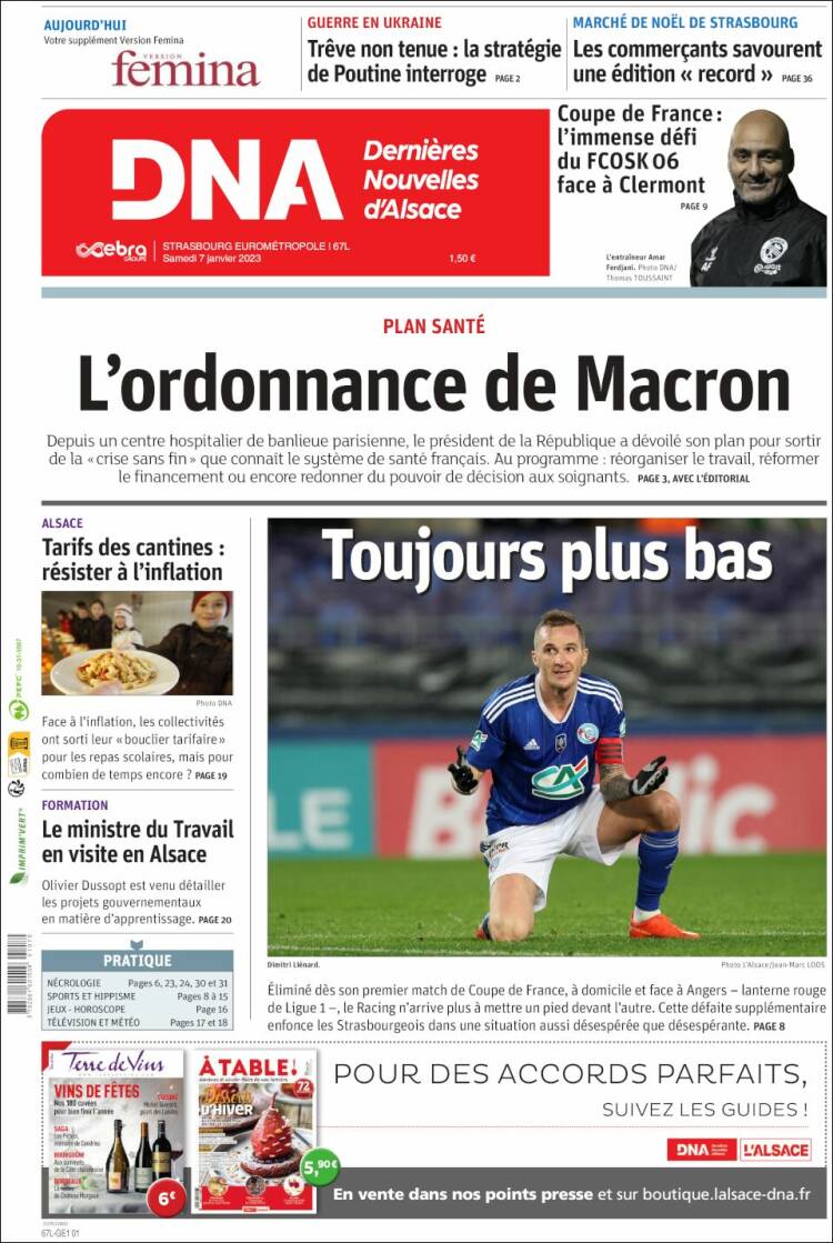 Portada de Les Dernières Nouvelles d'Alsace (Francia)