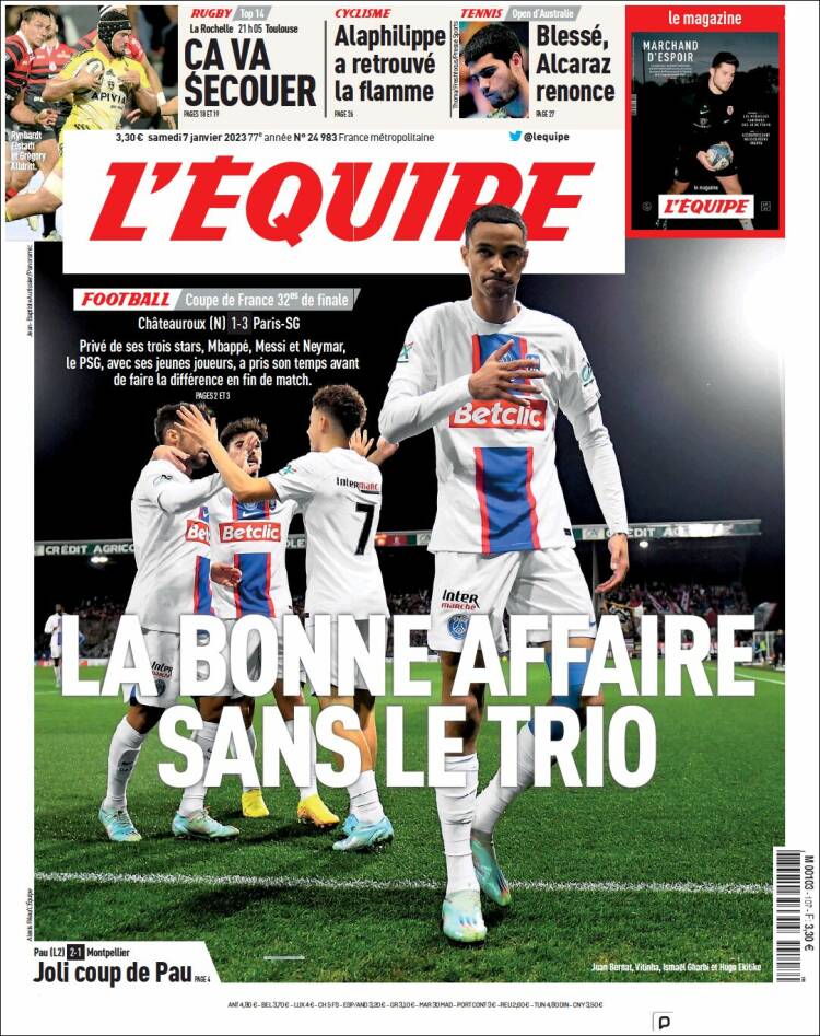 Portada de L'Equipe (Francia)
