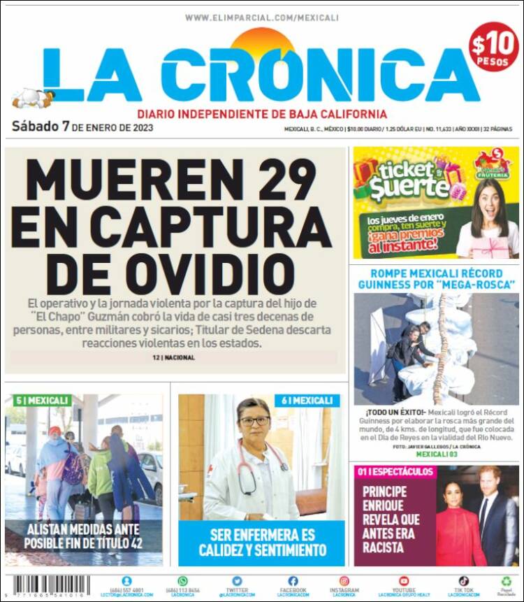 Portada de La Crónica de Baja California (México)
