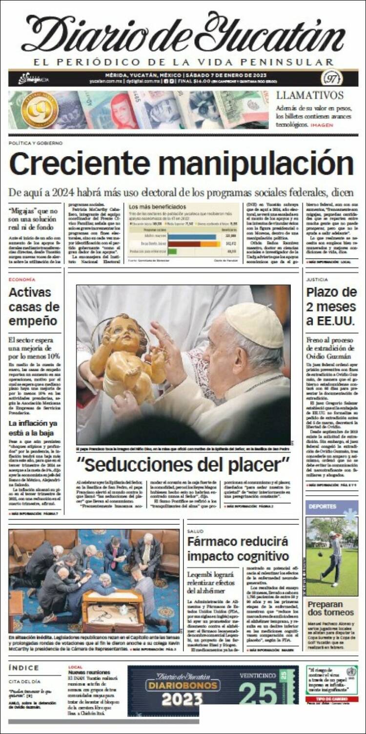 Portada de Diario de Yucatán (México)