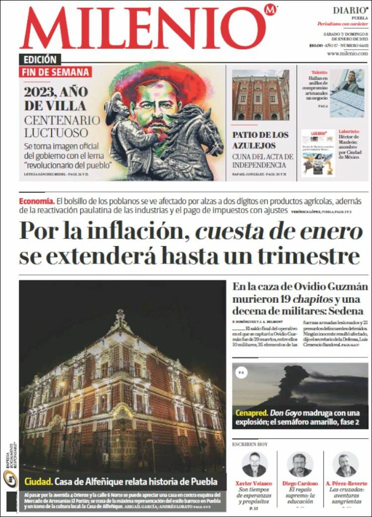 Portada de Milenio de Puebla (México)