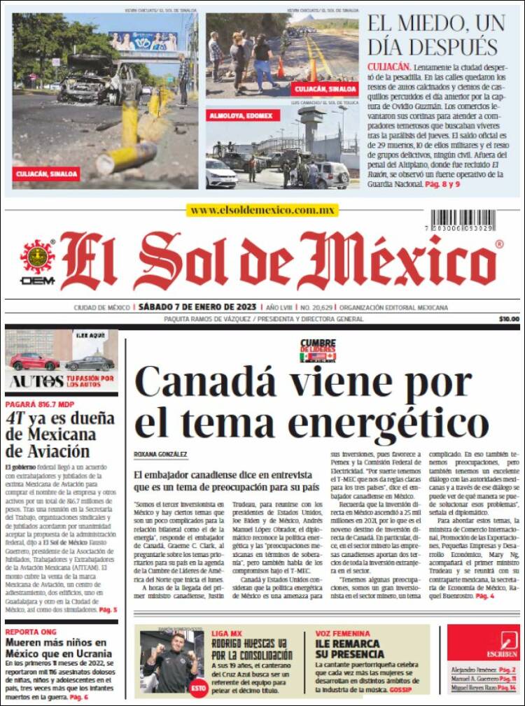 Portada de El Sol de México (México)