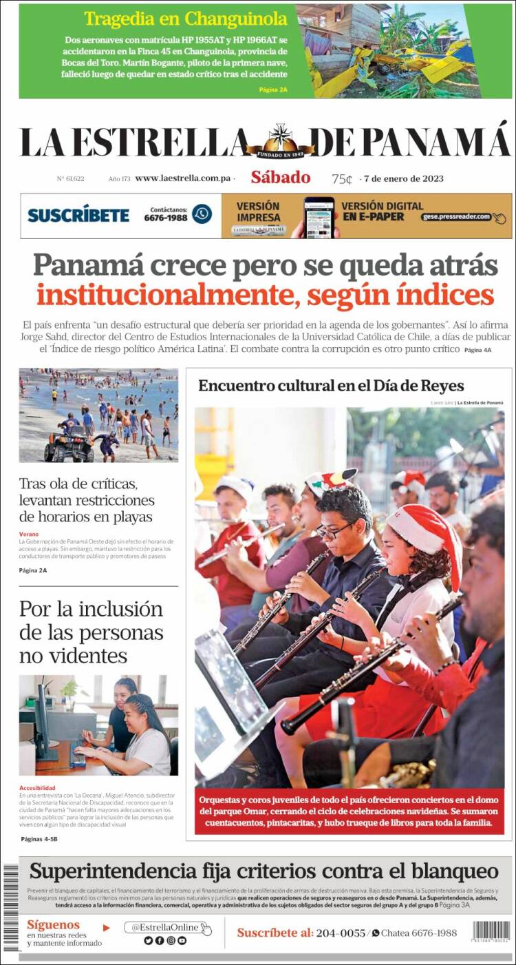 Portada de La Estrella de Panamá (Panam&aacute;)
