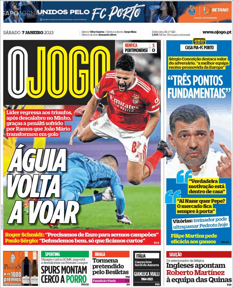 Portada de O Jogo (Portugal)