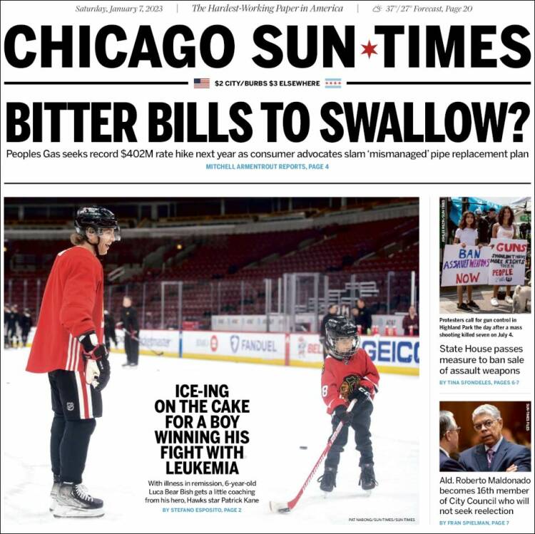 Portada de Chicago Sun-Times (États-Unis)