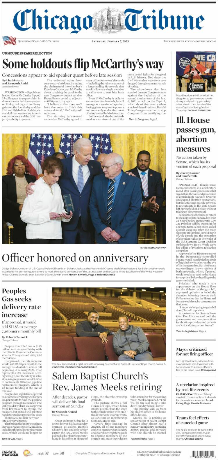 Portada de Chicago Tribune (États-Unis)