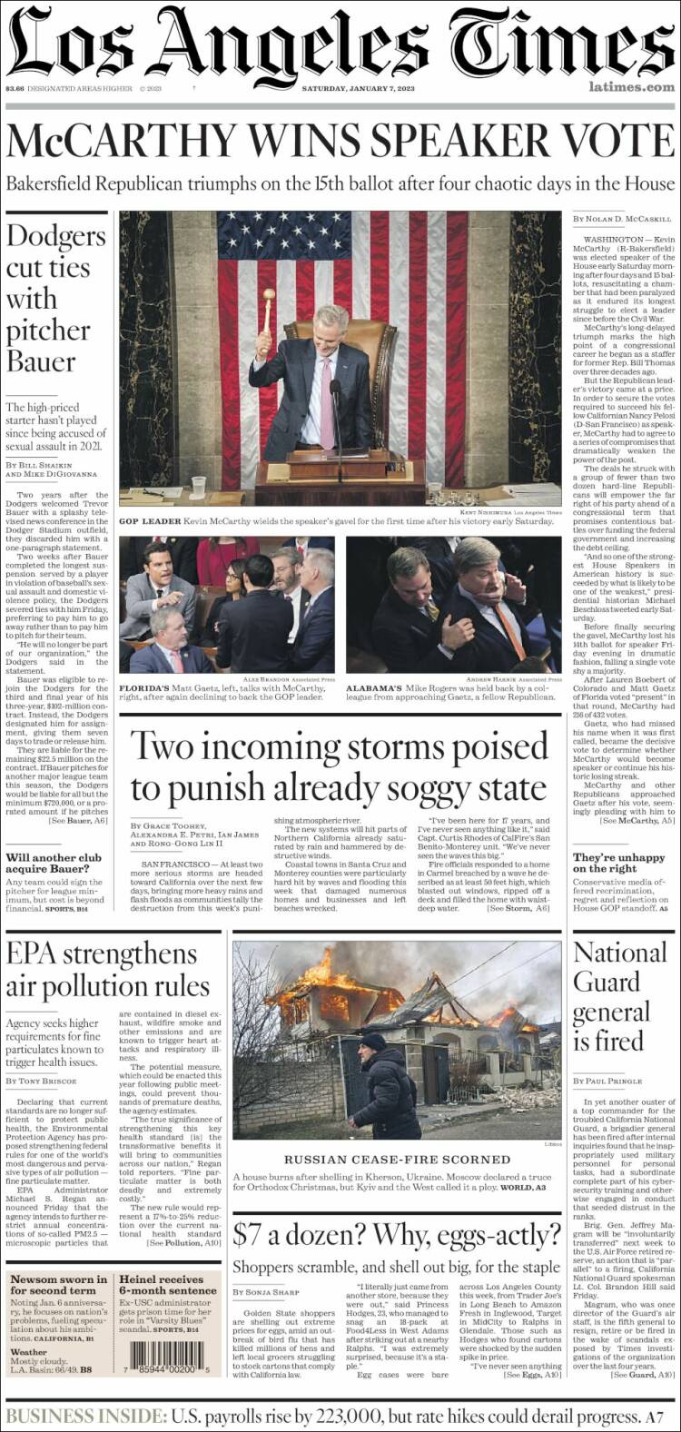 Portada de Los Angeles Times (États-Unis)