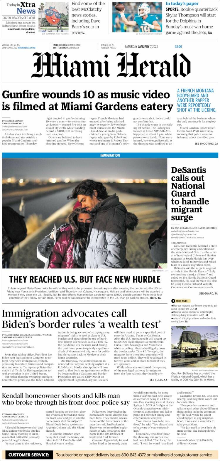 Portada de Miami Herald (États-Unis)