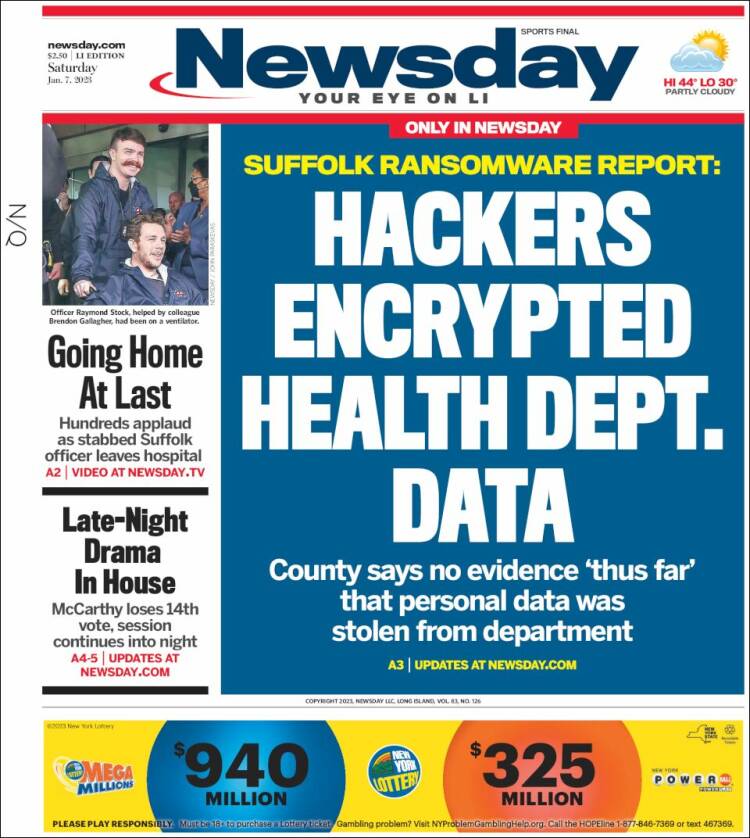 Portada de Newsday (États-Unis)