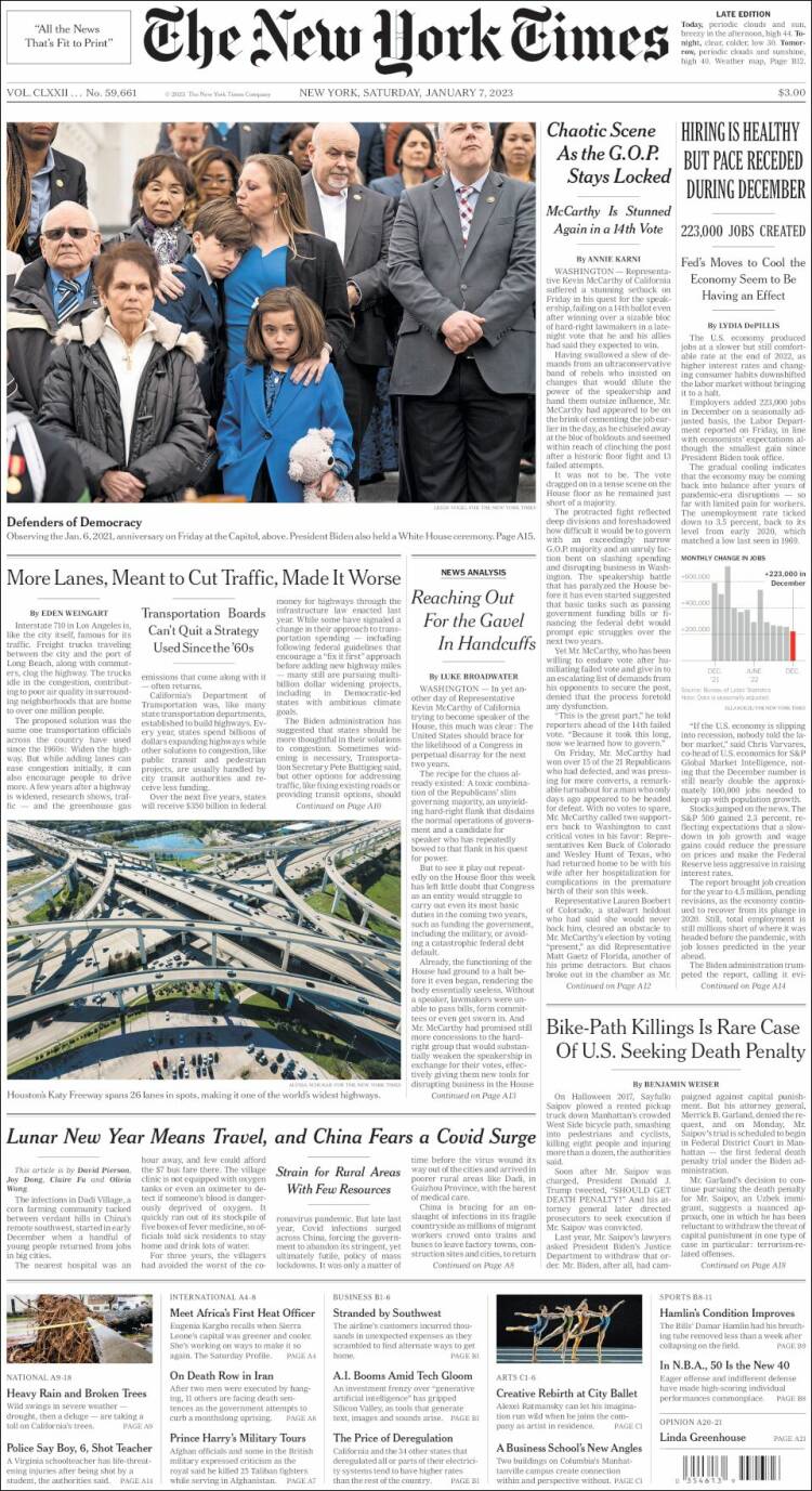 Portada de New York Times (États-Unis)