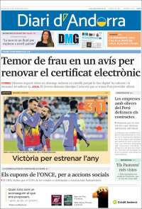 Portada de Diari d’Andorra (Andorra)