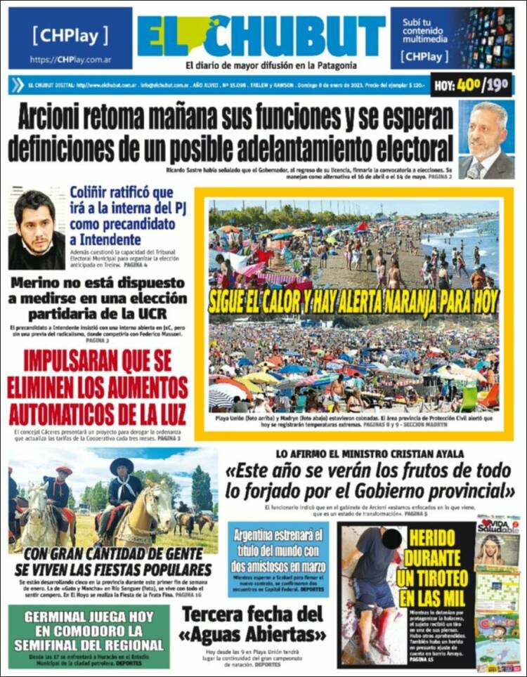 Portada de El Chubut (Argentina)