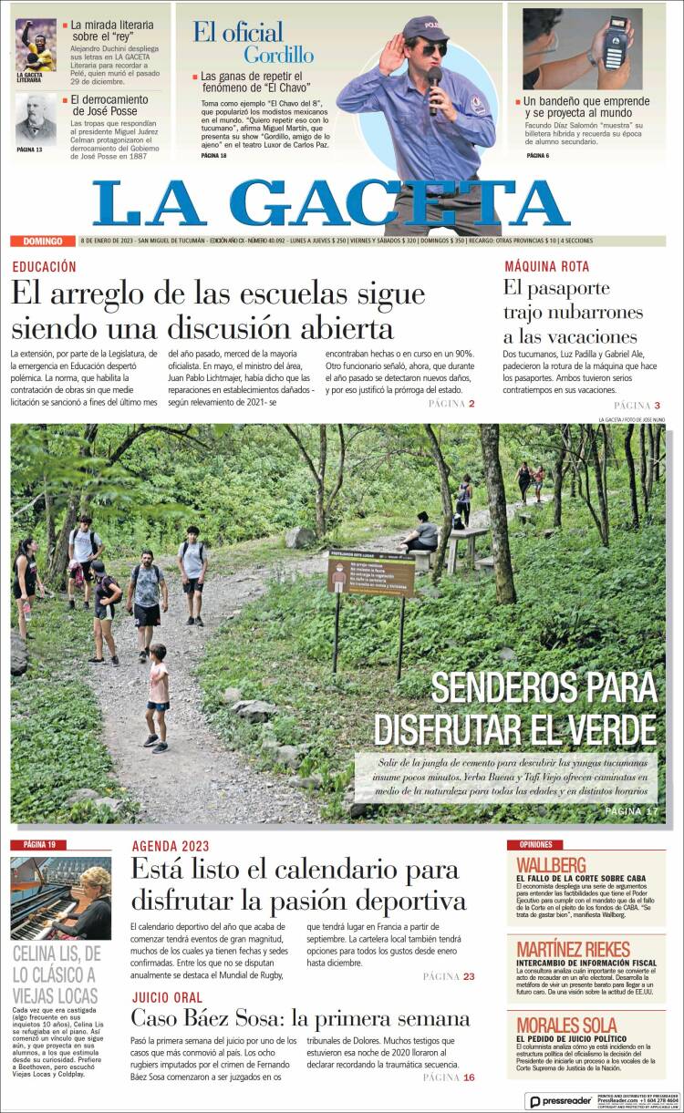 Portada de La Gaceta (Argentina)