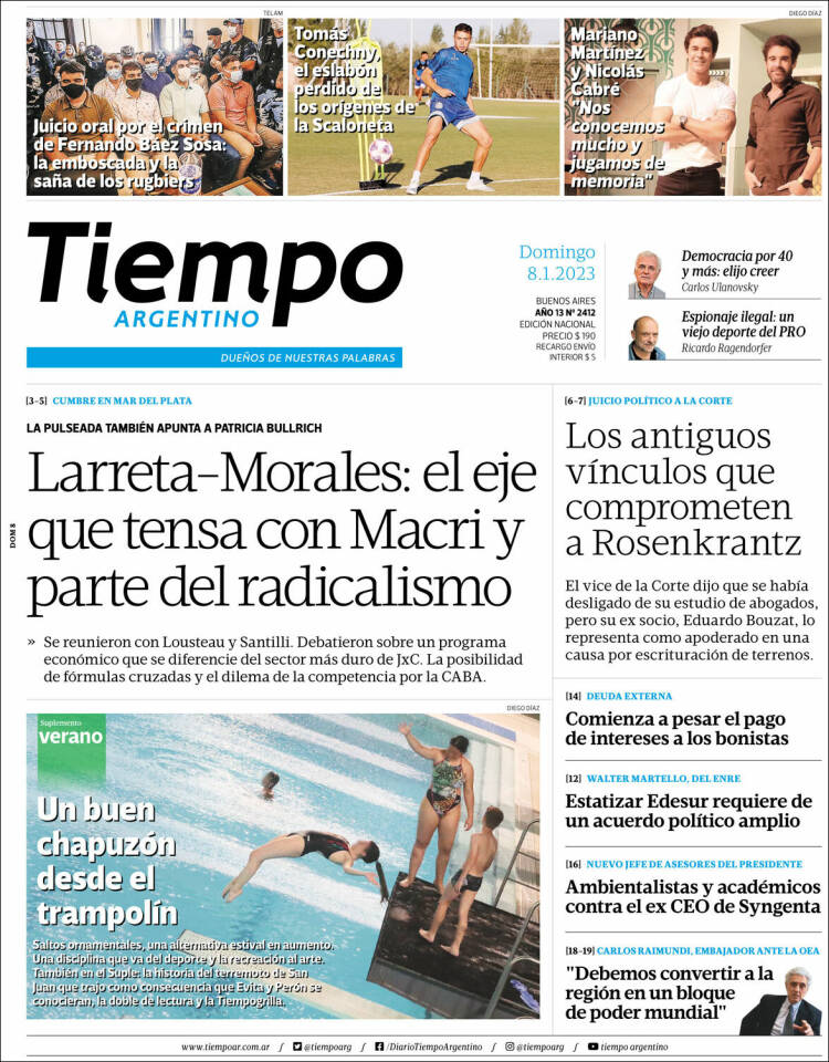 Portada de Tiempo Argentino (Argentina)