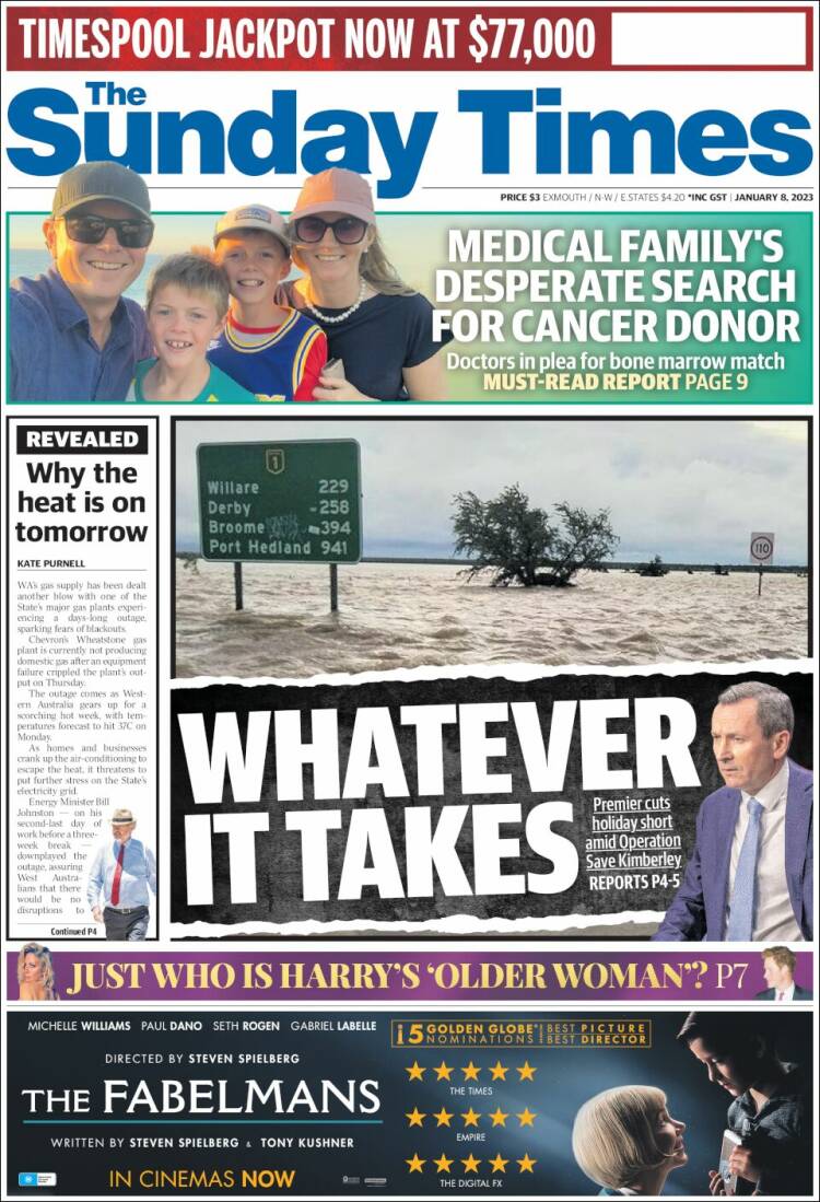 Portada de The West Australian (Australia)
