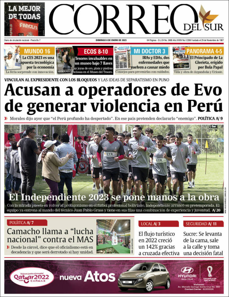 Portada de Correo Sur (Bolivia)