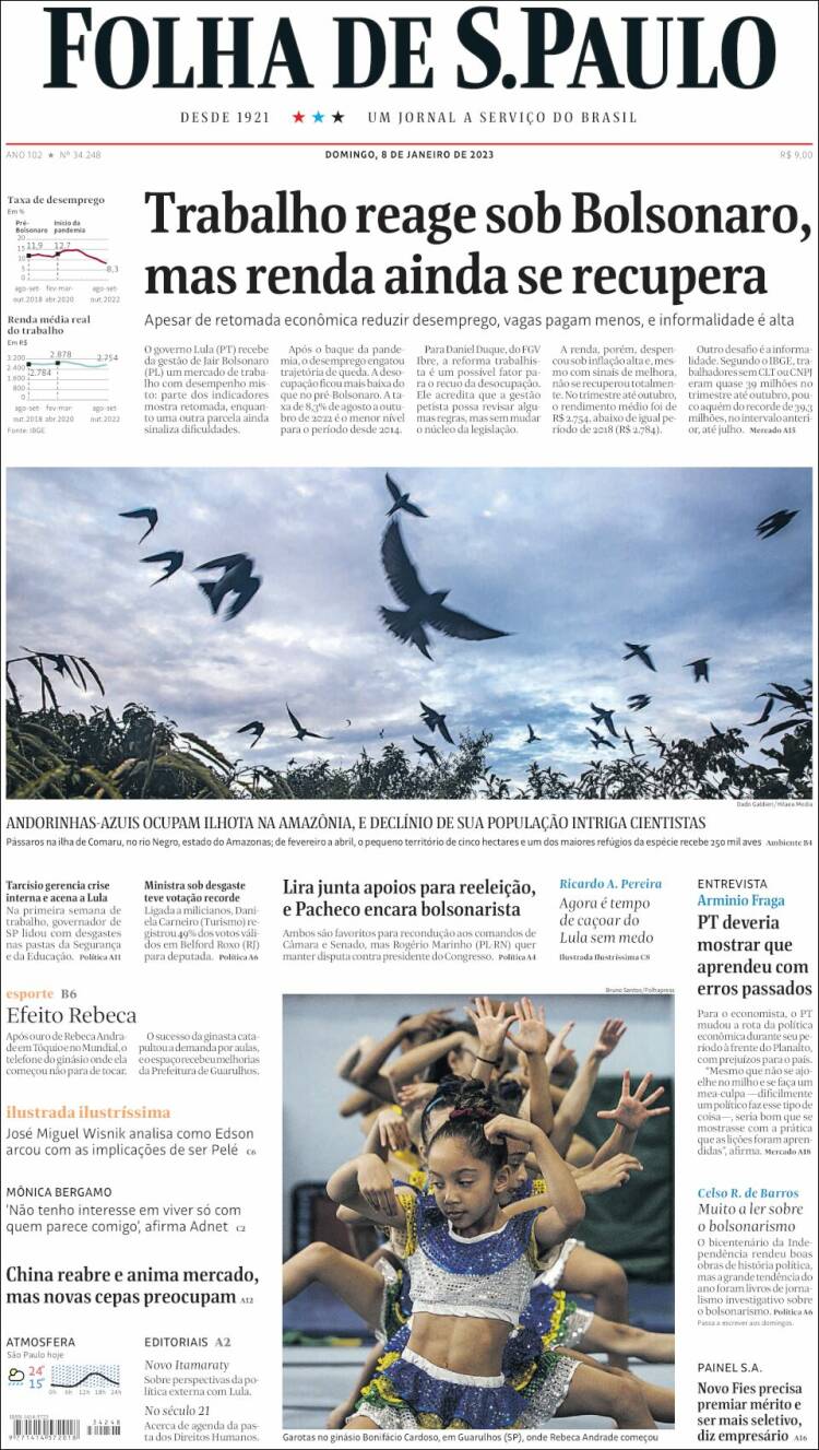 Portada de Folha de São Paulo (Brasil)