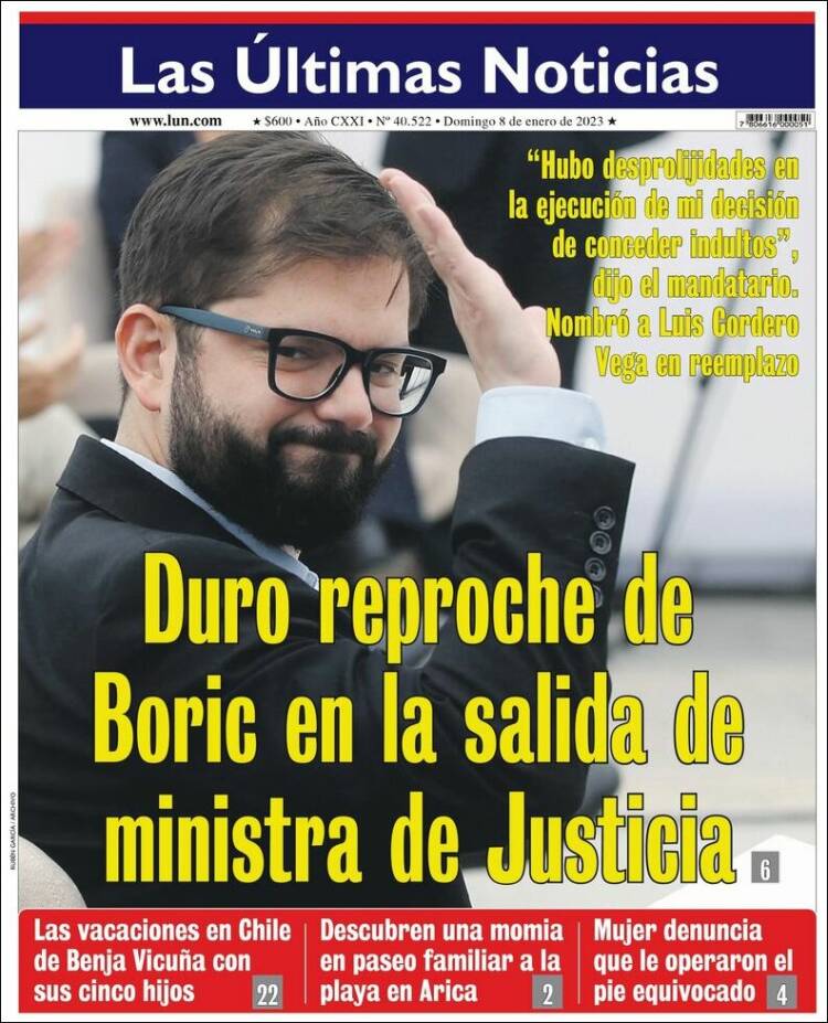 Portada de Las Últimas Noticias (Chile)