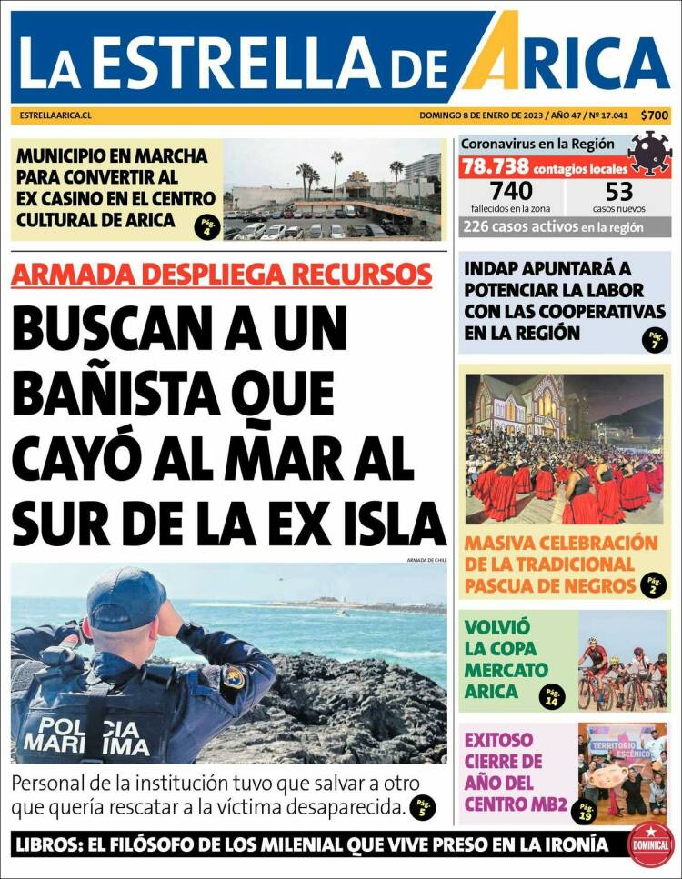 Portada de La Estrella de Arica (Chile)
