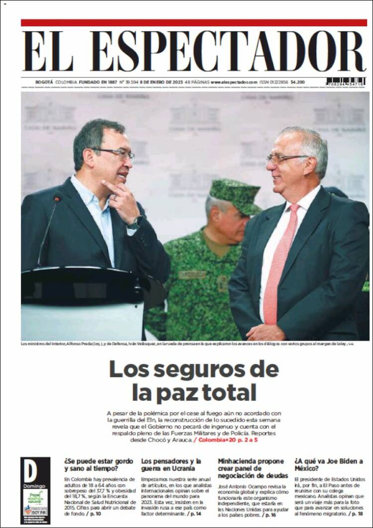 Periódico El Espectador (Colombia). Periódicos de Colombia. Edición de ...