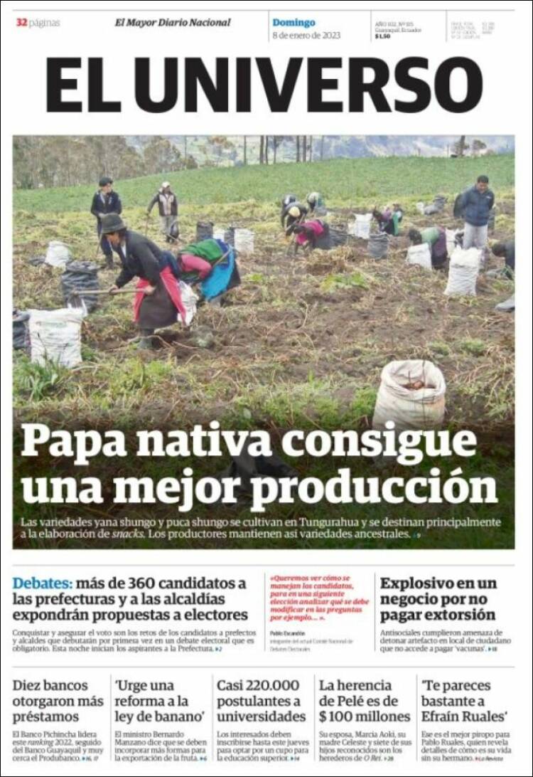 Portada de El Universo - Ecuador (Ecuador)