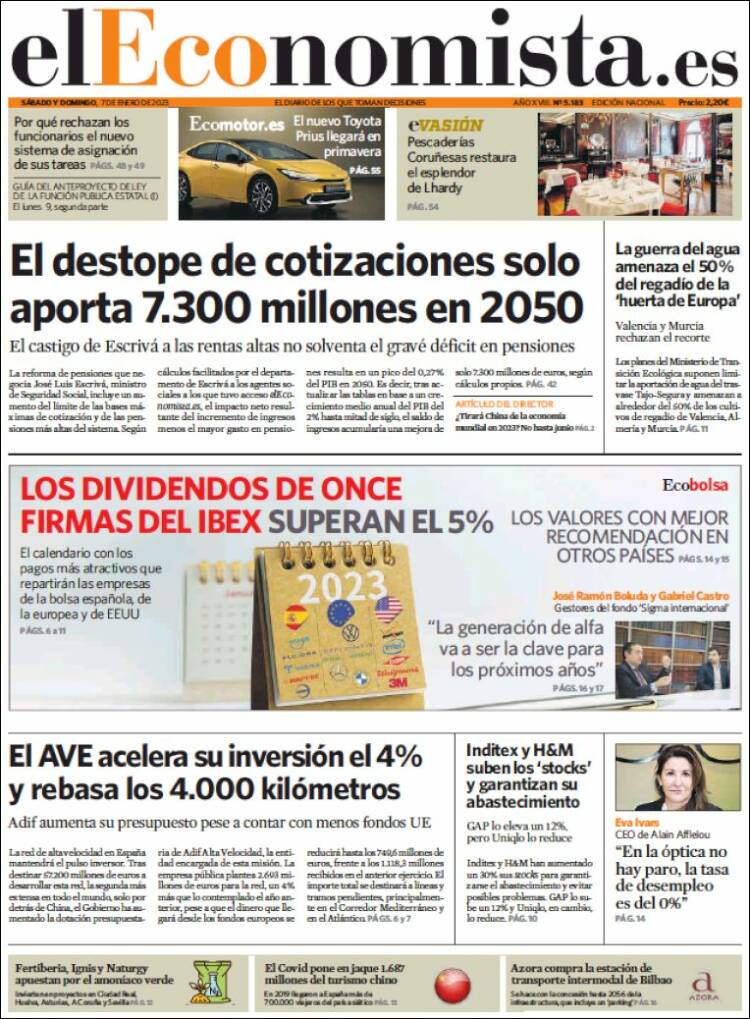 Portada de El Economista (Espa&ntilde;a)