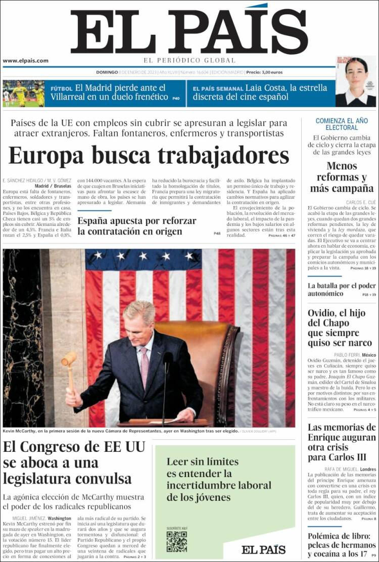 Portada de El País (Spain)