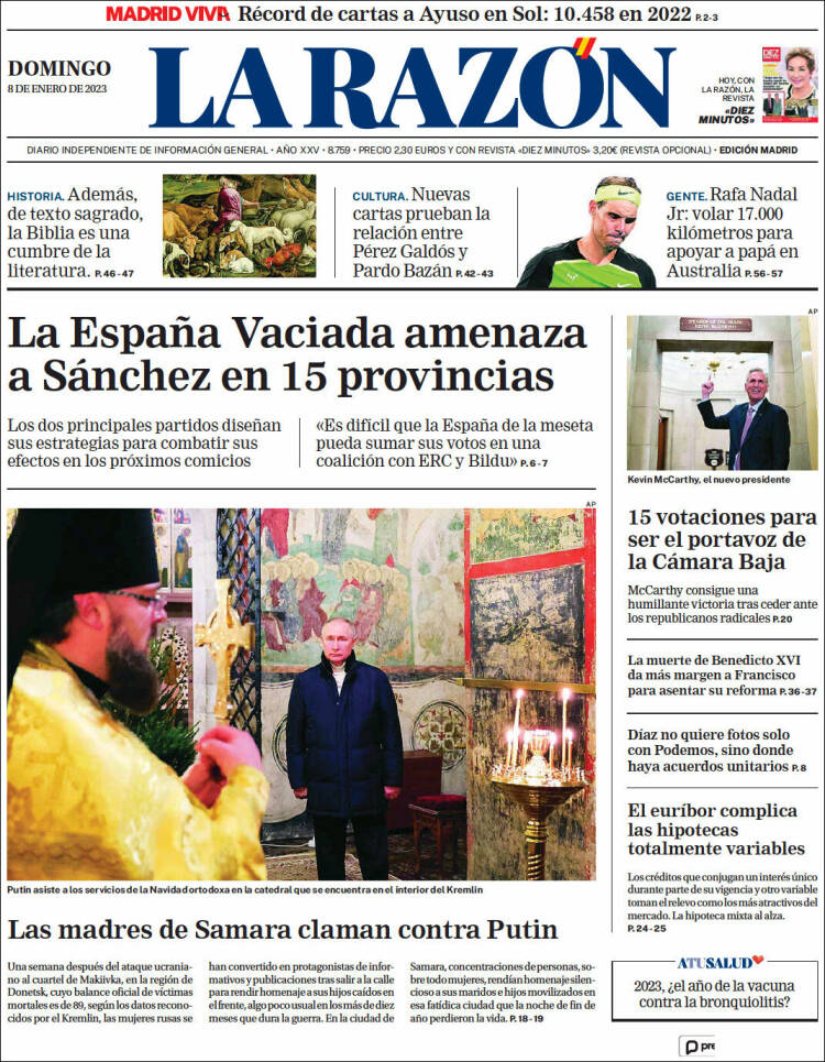 Portada de La Razón (Spain)