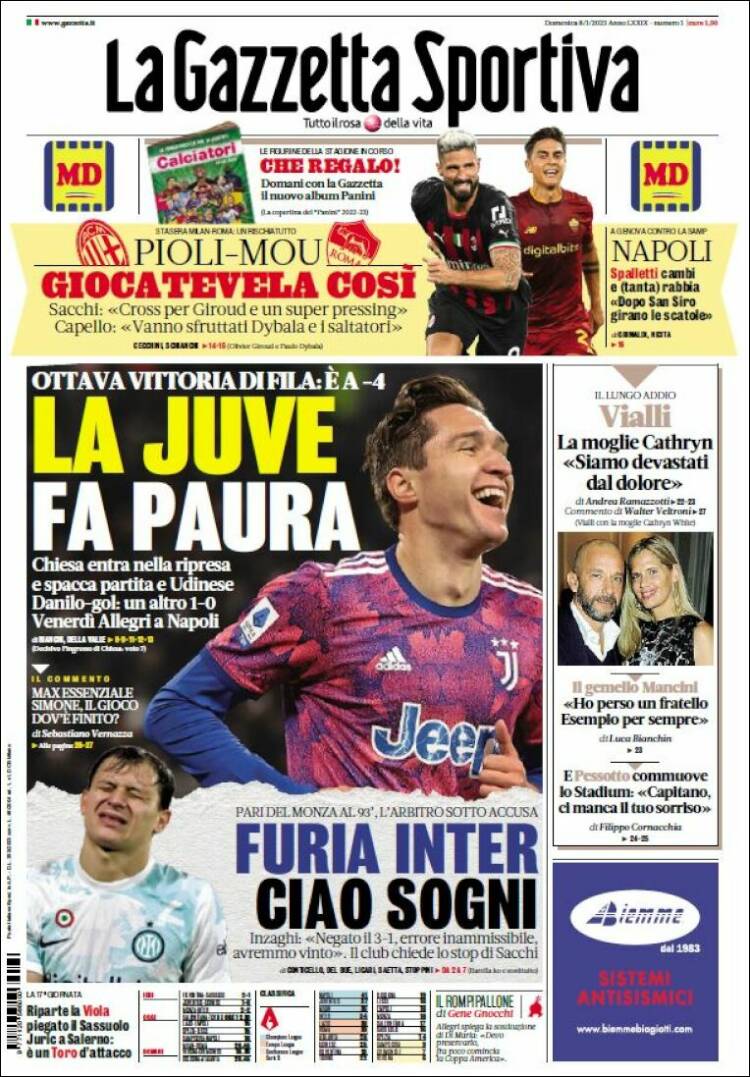 Portada de La Gazzetta dello Sport (Italia)