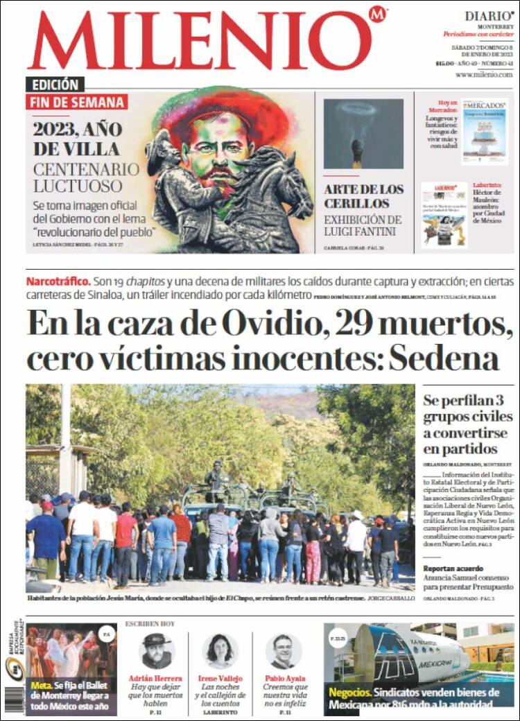 Portada de Milenio de Monterrey (México)