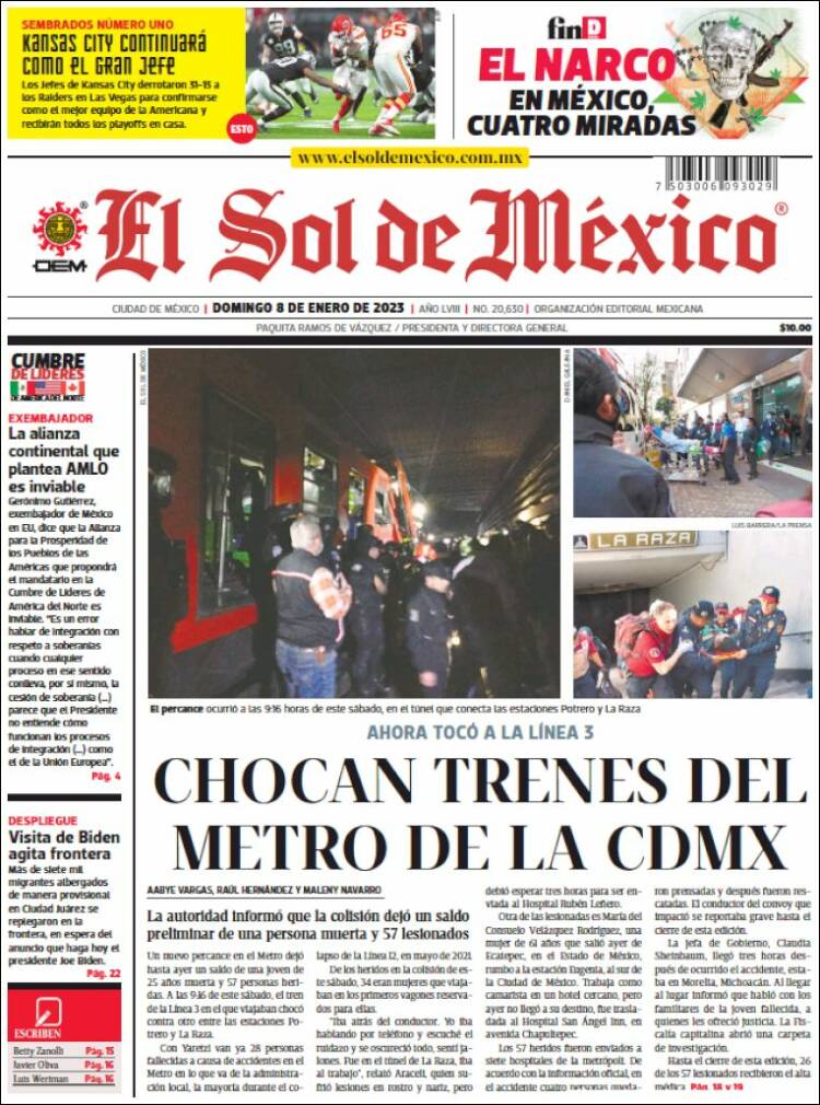 Portada de El Sol de México (México)