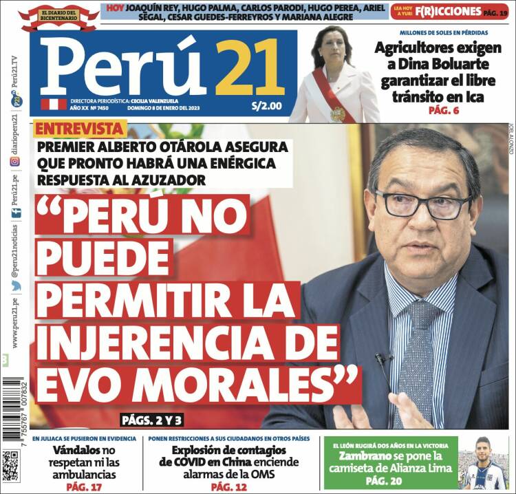 Portada de Perú 21 (Per&uacute;)