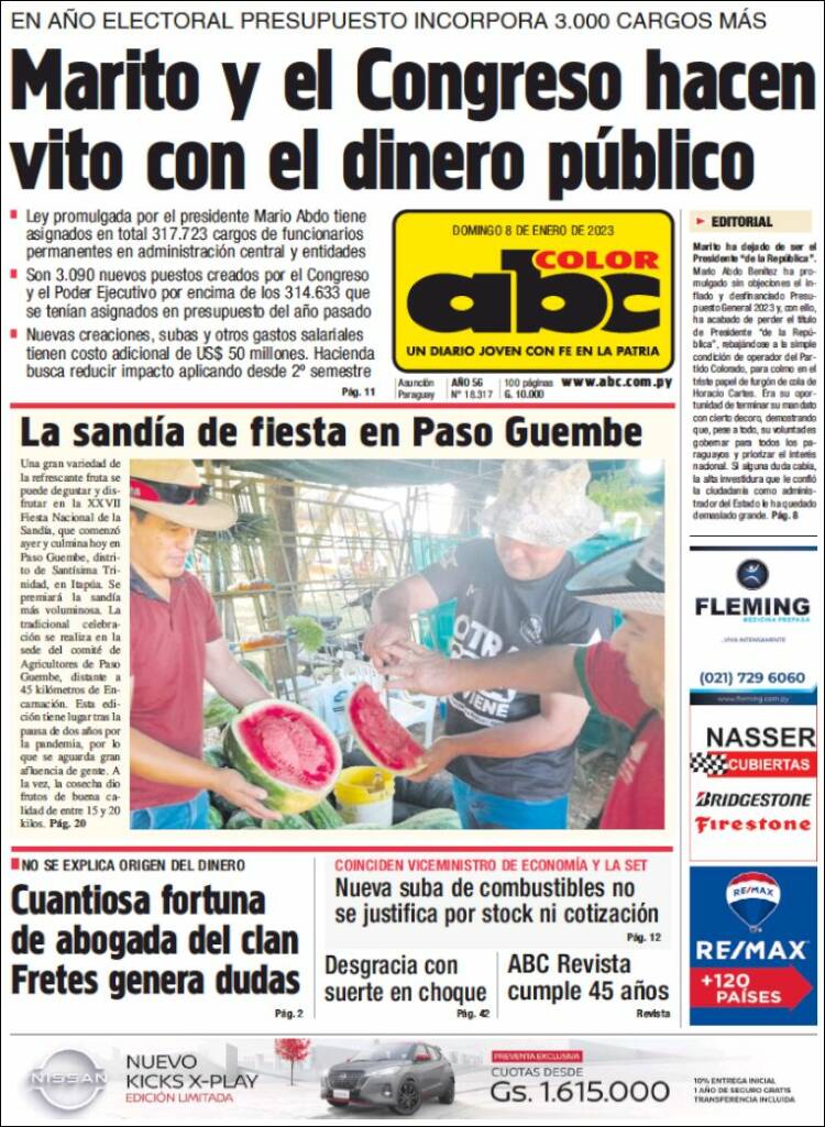 Portada de ABC Color (Paraguay)