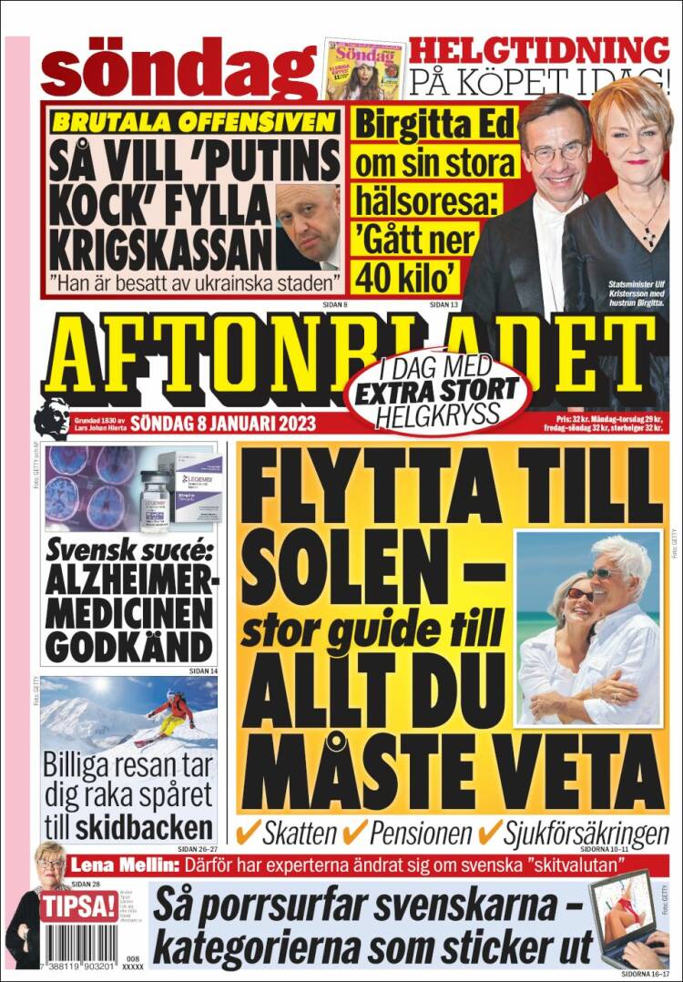 Portada de Aftonbladet (Suecia)