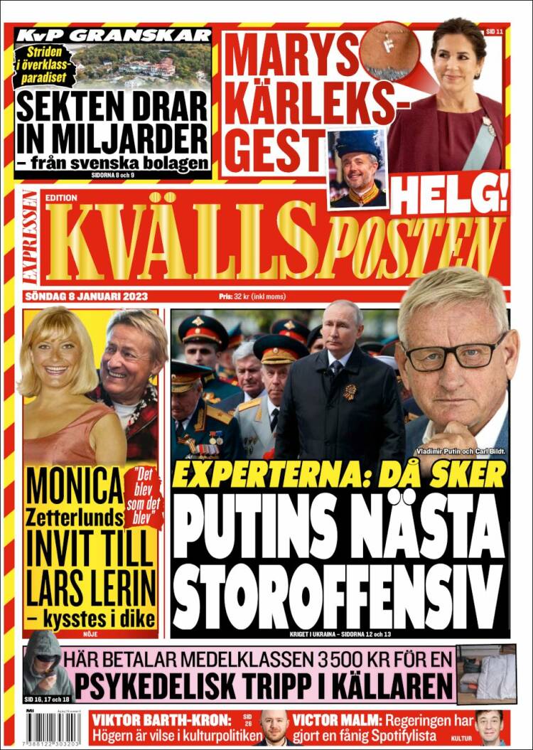 Portada de Kvällsposten (Suecia)