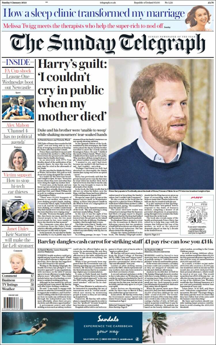 Portada de Daily Telegraph (Reino Unido)