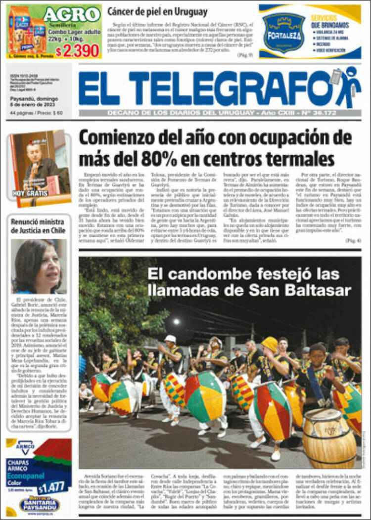 Portada de El Telégrafo (Uruguay)