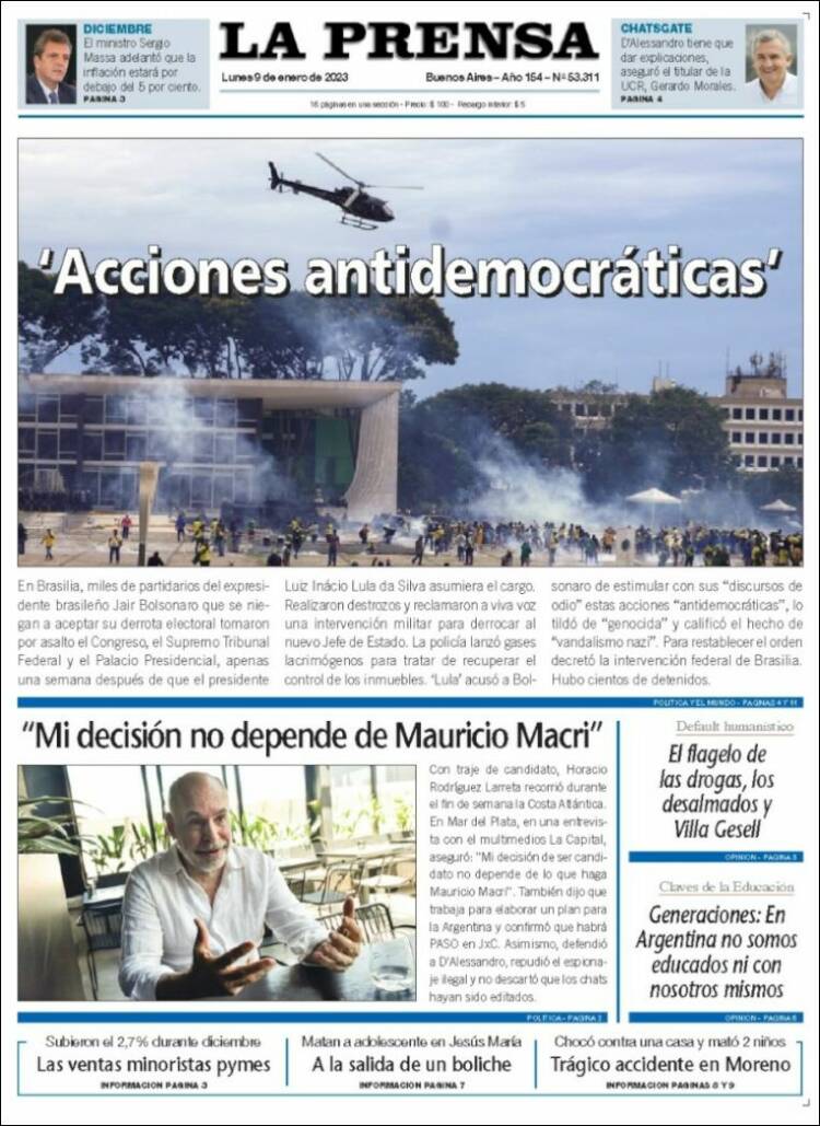 Portada de La Prensa (Argentina)