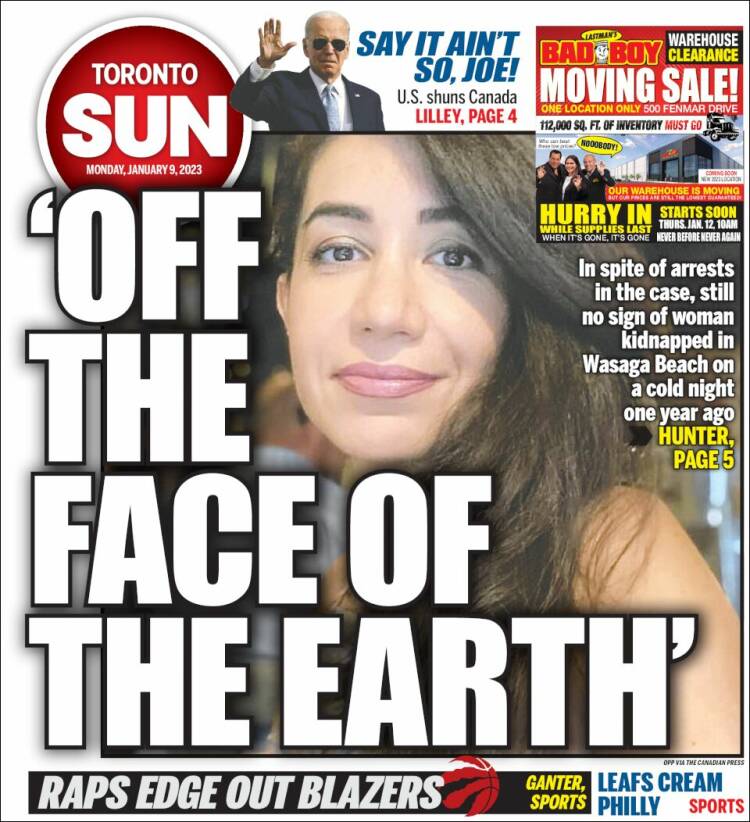 Portada de The Toronto Sun (Canadá)