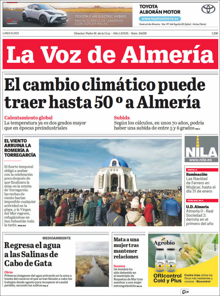 Portada de La Voz de Almería (España)