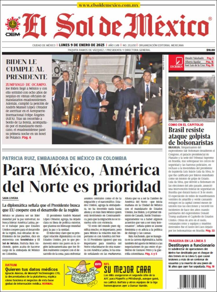 Portada de El Sol de México (Mexico)