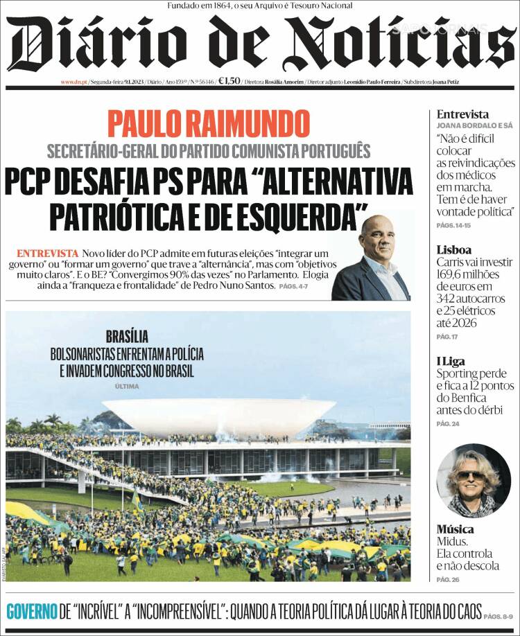 Portada de Diário de Noticias (Portugal)