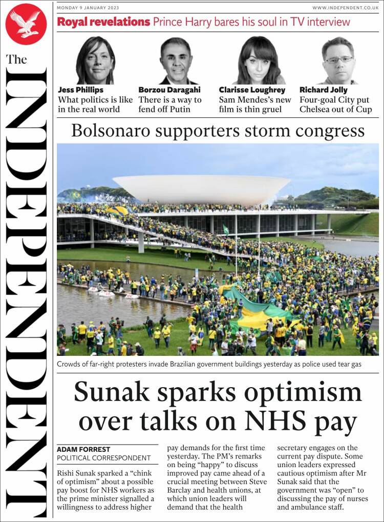 Portada de The Independent (Reino Unido)