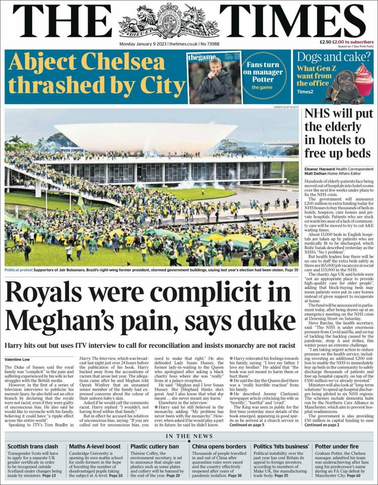 Portada de The Times (Reino Unido)