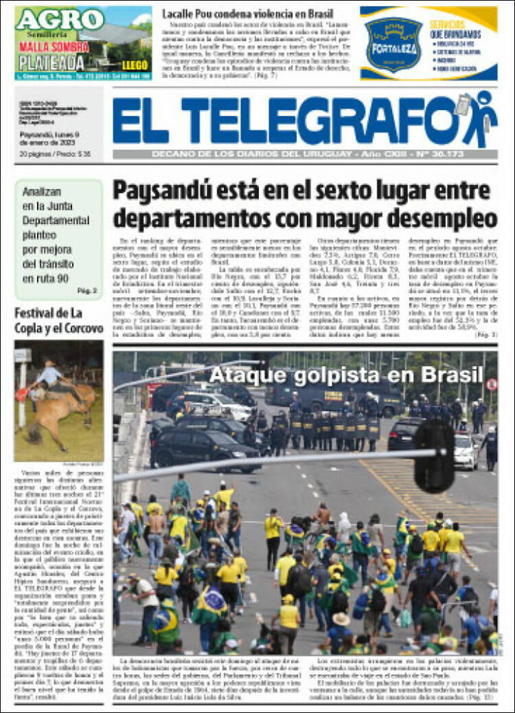 Portada de El Telégrafo (Uruguay)