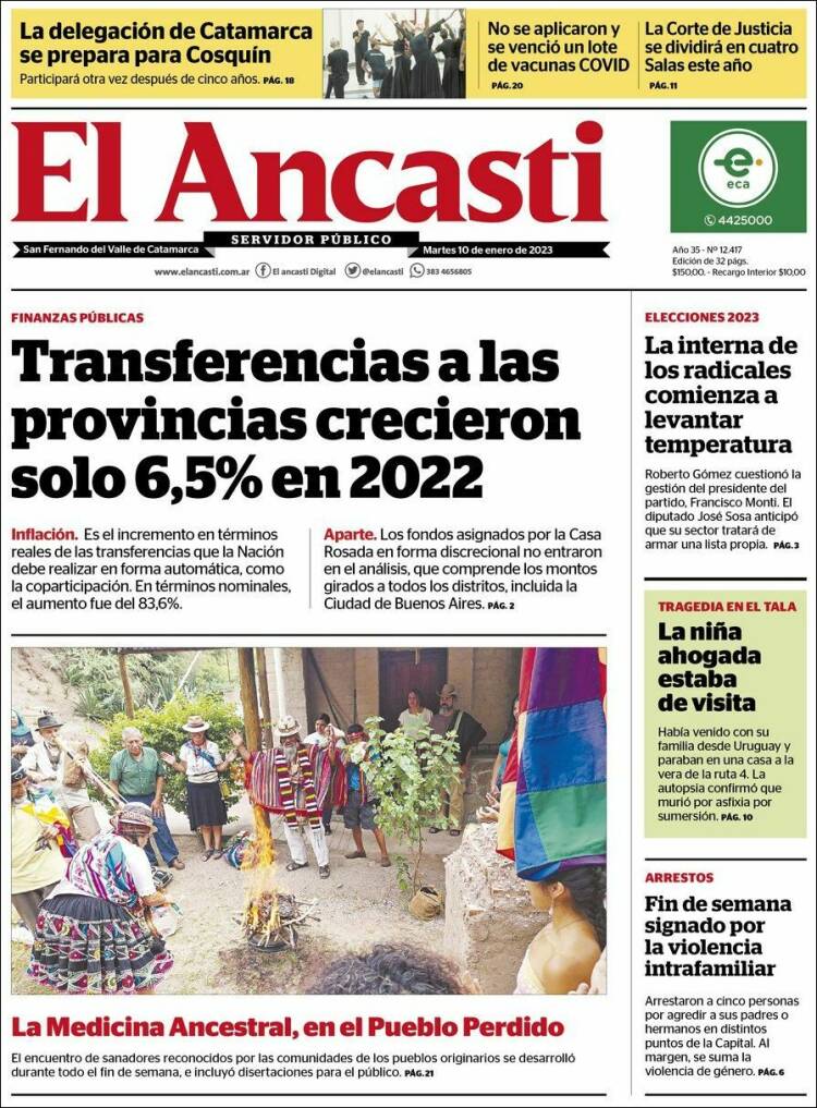 Portada de El Ancasti (Argentina)