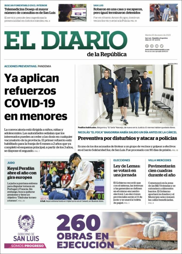 Portada de Diario de la República (Argentina)