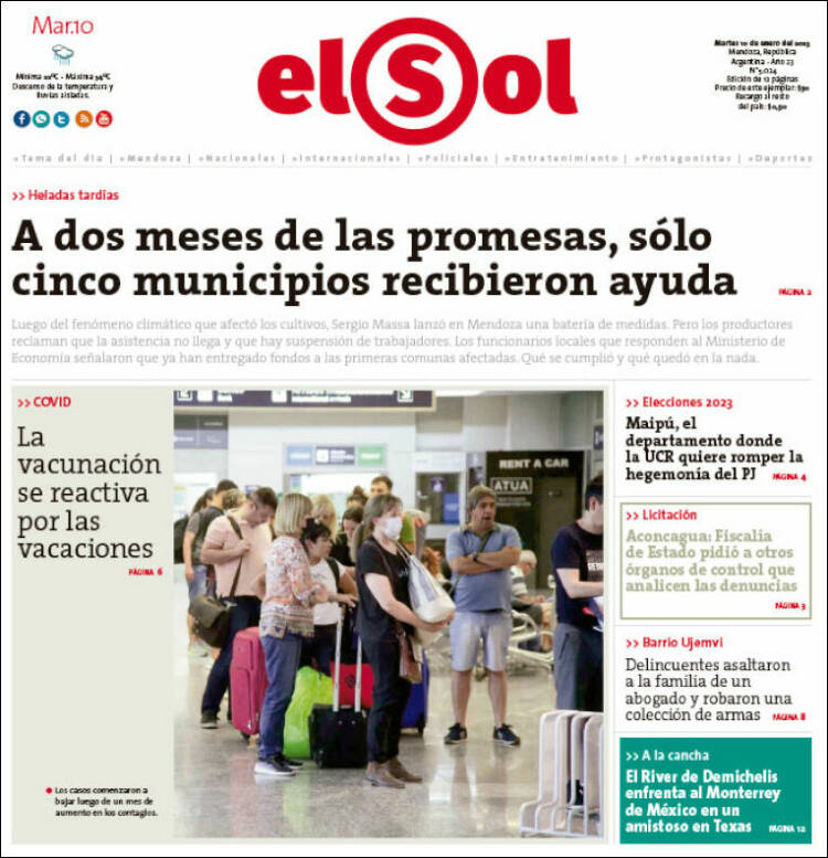 Portada de El Sol (Argentina)