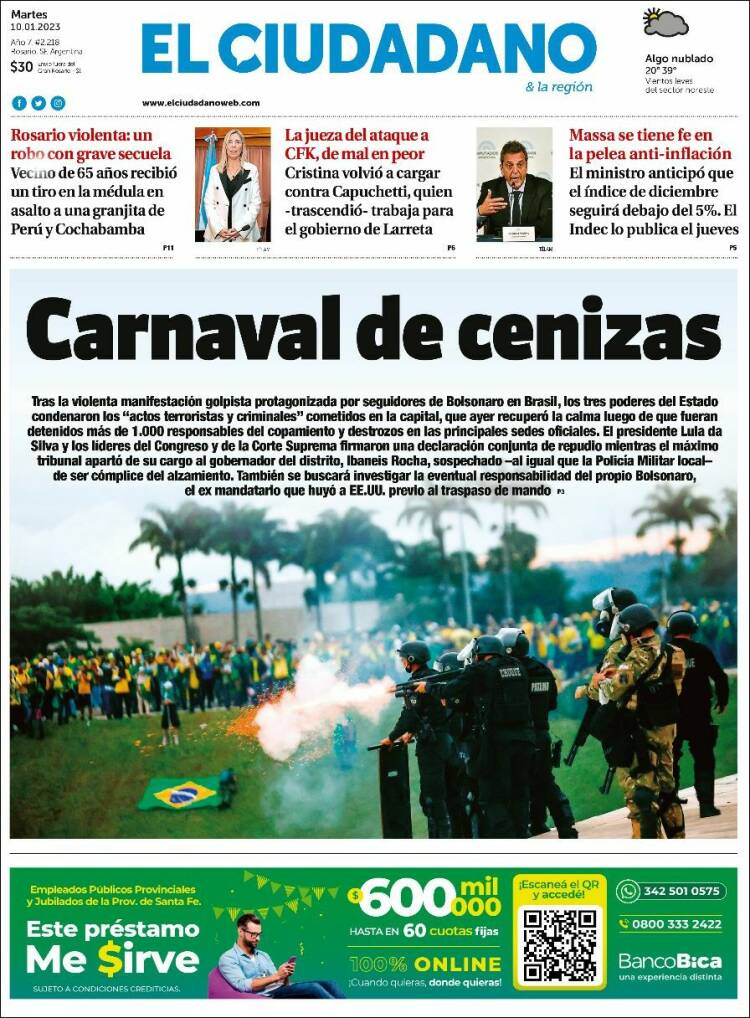 Portada de Diario El Ciudadano (Argentina)